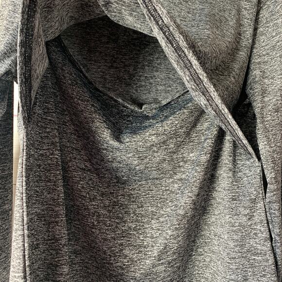 Dark Heather Gray Long Sleeve Athletic Shirt Back Slit Opening - Picture 8 of 14